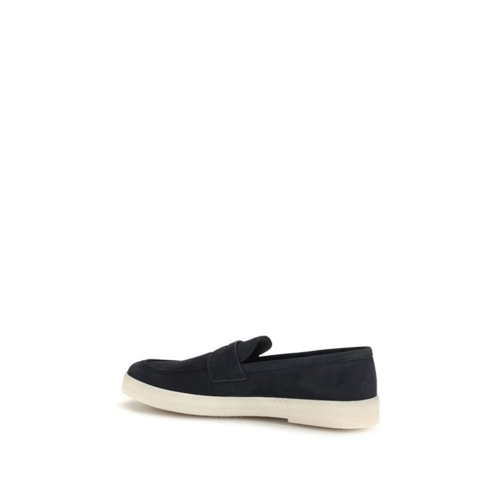 Prada Blue Calf Leather Bos Taurus Slip-On Men's Loafers - Picture 3 of 4